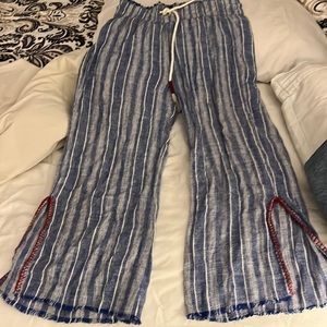 Blue and white striped beach pants